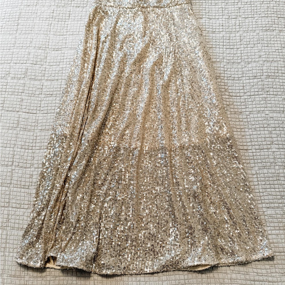 Silver sequin midi skirt